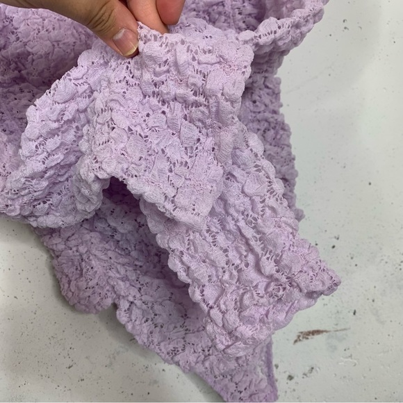 Free People Day & Night Lace Purple Lavender Crochet BodySuit Long Sleeve Top - Picture 8 of 12